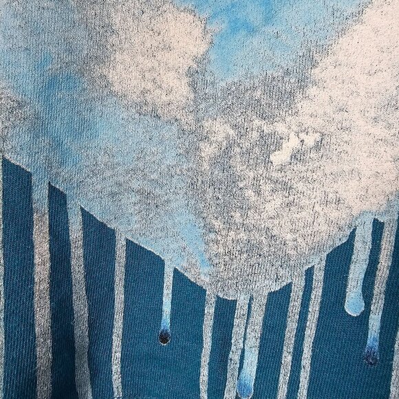 Chaser‎ Graphic Cold Shoulder Sweatshirt Blue Dripping Heart Cotton Blend NWT S - Picture 7 of 8